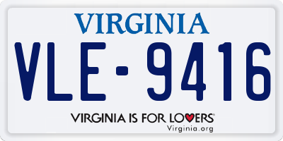 VA license plate VLE9416