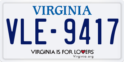 VA license plate VLE9417