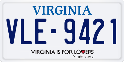 VA license plate VLE9421
