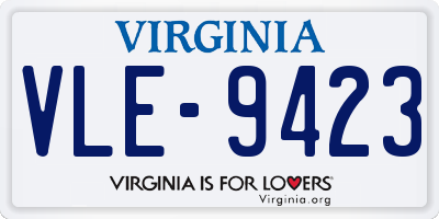 VA license plate VLE9423