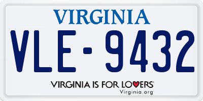 VA license plate VLE9432