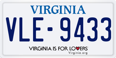 VA license plate VLE9433