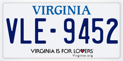 VA license plate VLE9452