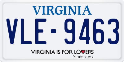 VA license plate VLE9463
