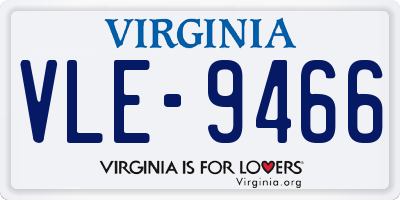 VA license plate VLE9466