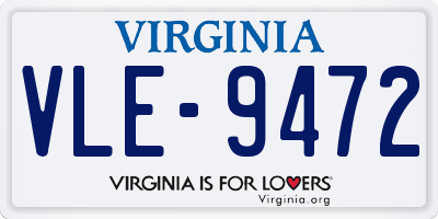 VA license plate VLE9472