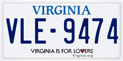 VA license plate VLE9474