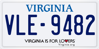 VA license plate VLE9482