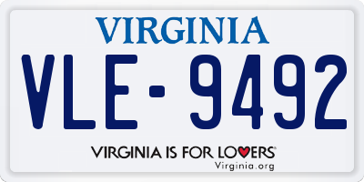 VA license plate VLE9492