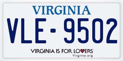 VA license plate VLE9502