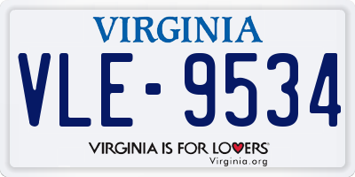 VA license plate VLE9534