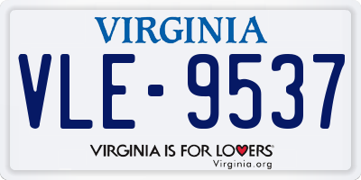 VA license plate VLE9537