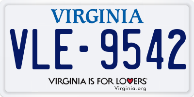 VA license plate VLE9542