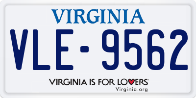 VA license plate VLE9562