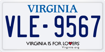 VA license plate VLE9567