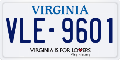 VA license plate VLE9601