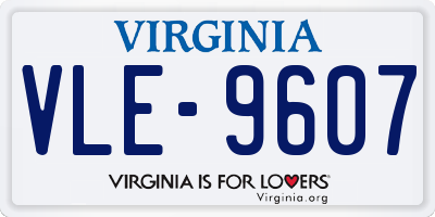 VA license plate VLE9607