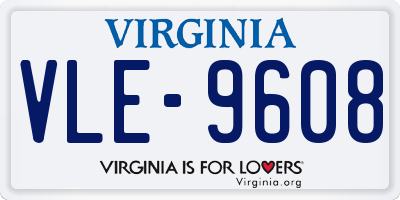 VA license plate VLE9608