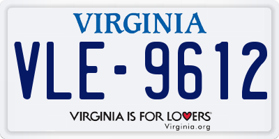 VA license plate VLE9612