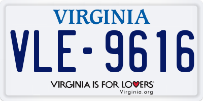 VA license plate VLE9616