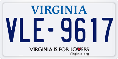 VA license plate VLE9617