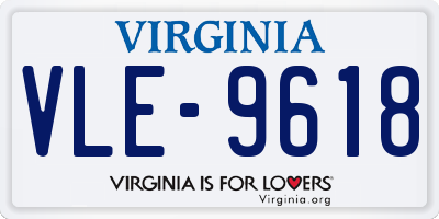 VA license plate VLE9618