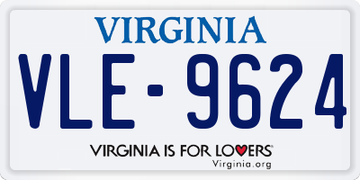VA license plate VLE9624