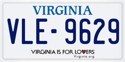 VA license plate VLE9629
