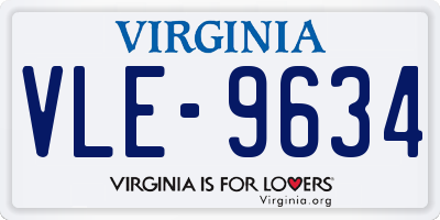 VA license plate VLE9634