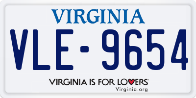 VA license plate VLE9654