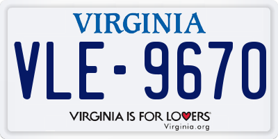 VA license plate VLE9670