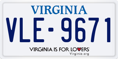 VA license plate VLE9671
