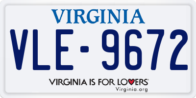 VA license plate VLE9672
