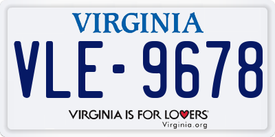 VA license plate VLE9678