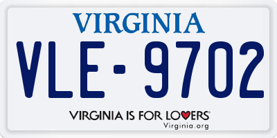 VA license plate VLE9702