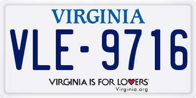 VA license plate VLE9716