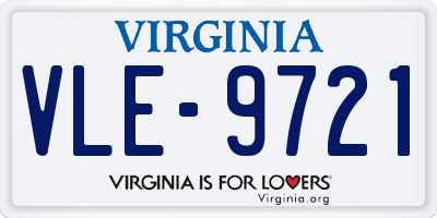 VA license plate VLE9721