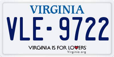VA license plate VLE9722