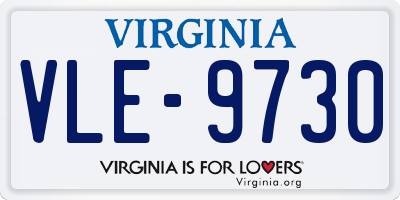 VA license plate VLE9730