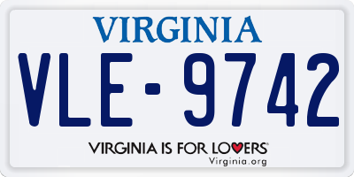 VA license plate VLE9742
