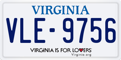 VA license plate VLE9756
