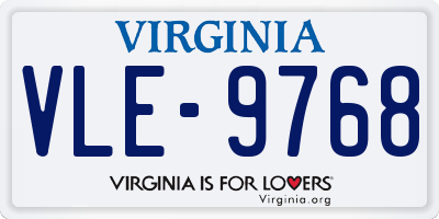 VA license plate VLE9768