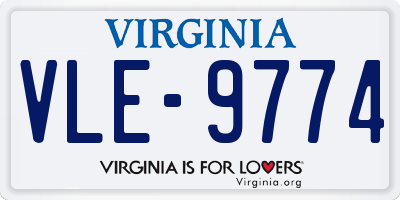 VA license plate VLE9774