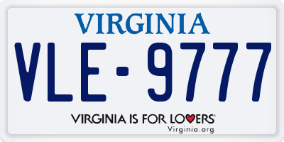 VA license plate VLE9777