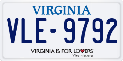 VA license plate VLE9792