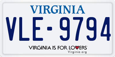 VA license plate VLE9794