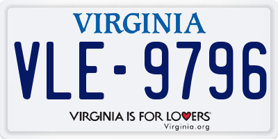VA license plate VLE9796