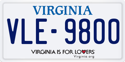 VA license plate VLE9800