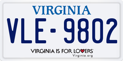 VA license plate VLE9802