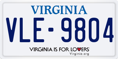 VA license plate VLE9804